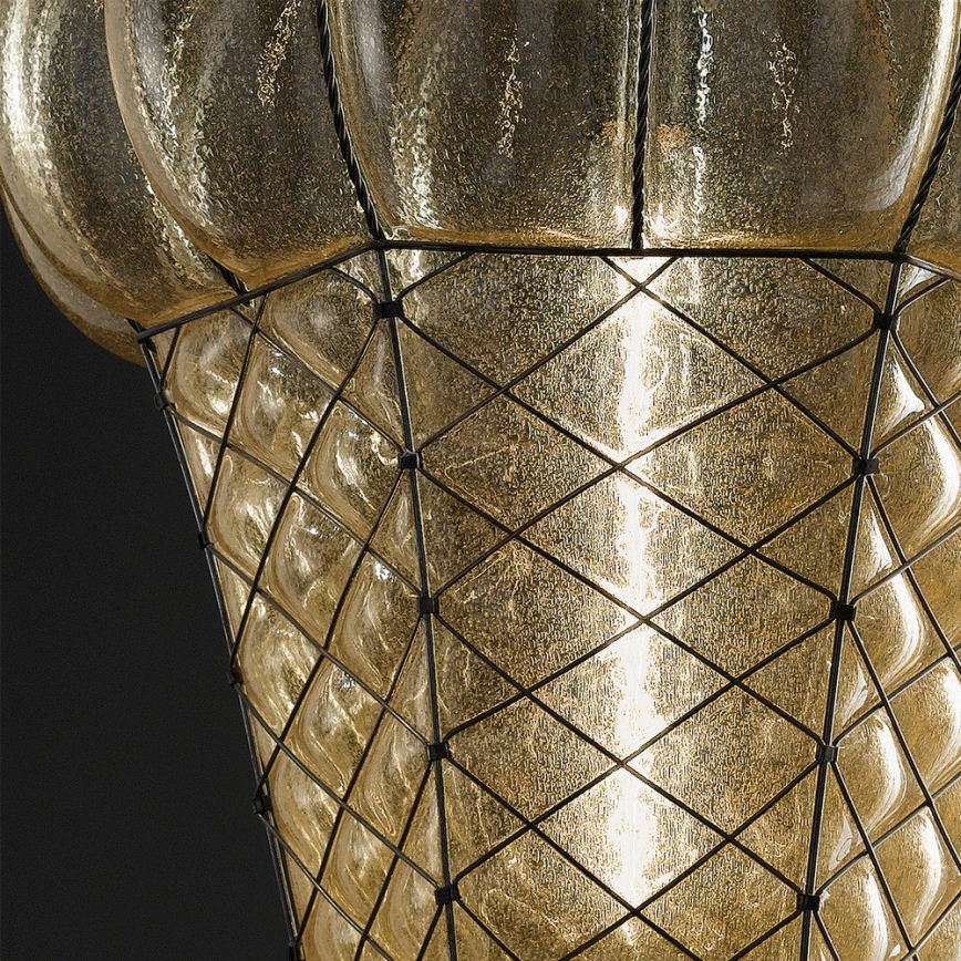 SIRU - Csillár láncon BABÀ 1xE27/60W/230V átm. 30 cm bézs/barna Velencei üveg