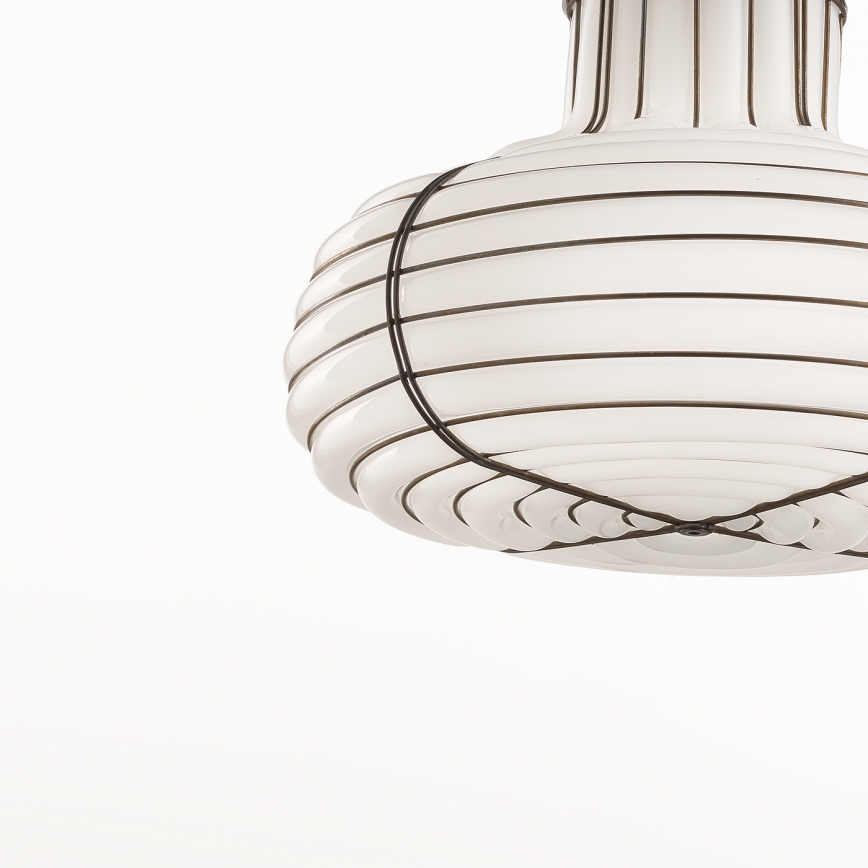 SIRU - Csillár zsinóron CHAPEAU 2xE14/40W/230V matt króm/fehér Velencei üveg