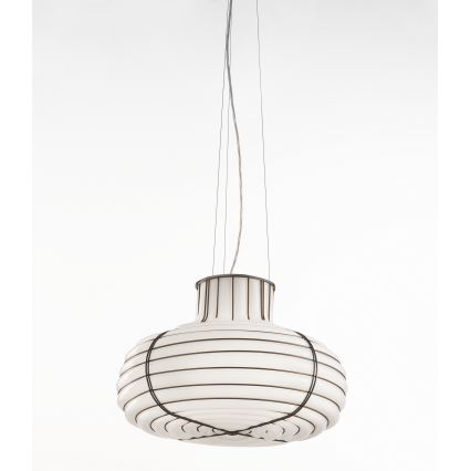 SIRU - Csillár zsinóron CHAPEAU 2xE14/40W/230V matt króm/fehér Velencei üveg