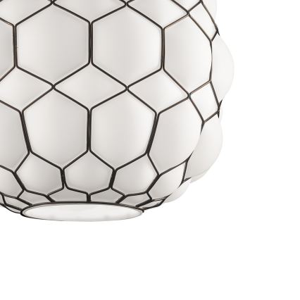 SIRU - Csillár zsinóron GALAPAGOS 1xE27/60W/230V fekete/fehér Velencei üveg