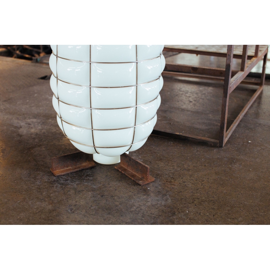 SIRU - Csillár zsinóron LANTERNA 1xE27/60W/230V átm. 32 cm fekete/fehér Velencei üveg