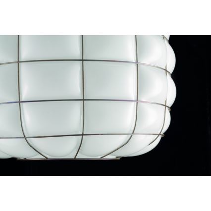 SIRU - Csillár zsinóron TERRA 1xE27/60W/230V fekete/fehér Velencei üveg