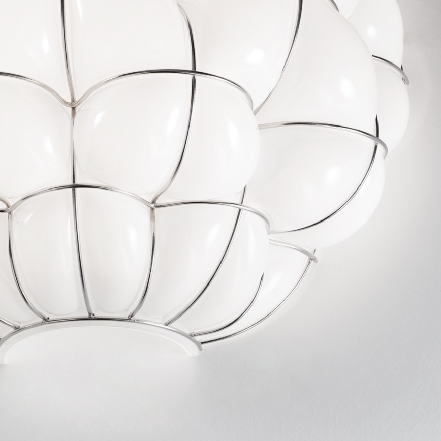 SIRU - Fali lámpa POUFF 1xE27/60W/230V fényezett króm/fehér Velencei üveg