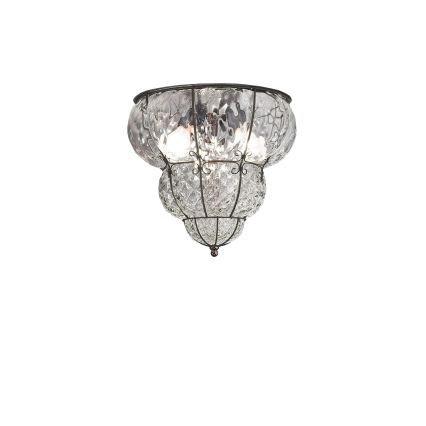 SIRU - Mennyezeti lámpa CLASSIC 3xE14/40W/230V átm. 25 cm átlátszó/fekete Velencei üveg