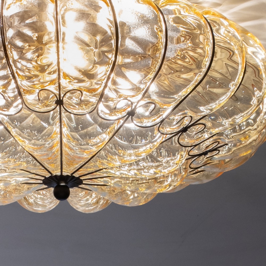 SIRU - Mennyezeti lámpa SOLE 3xE14/40W/230V átm. 31 cm bézs/matt króm Velencei üveg