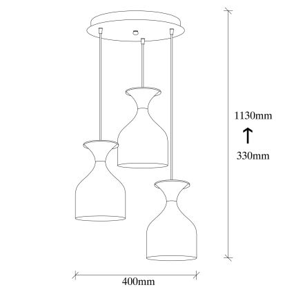 SIVANI kábelcsillár 3xE27/40W/230V fehér/réz