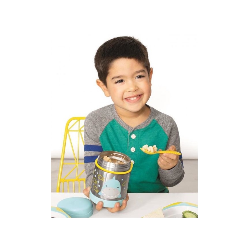 Skip Hop - Ételtartó termosz kanállal/villával ZOO 325 ml cápa
