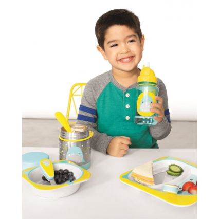 Skip Hop - Ételtartó termosz kanállal/villával ZOO 325 ml cápa