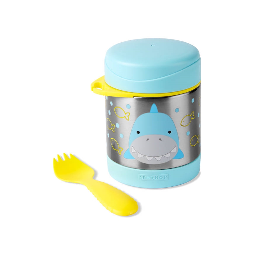 Skip Hop - Ételtartó termosz kanállal/villával ZOO 325 ml cápa