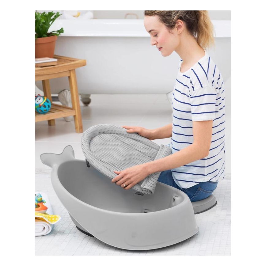 Skip Hop - Gyermek fürdető ergonomikus MOBY 3 szürke alátéttel