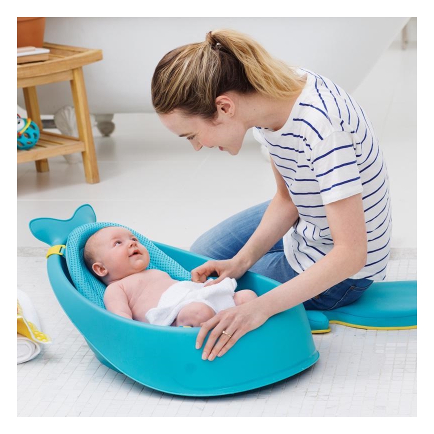 Skip Hop - Gyermek fürdető ergonomikus MOBY 3 párnával kék