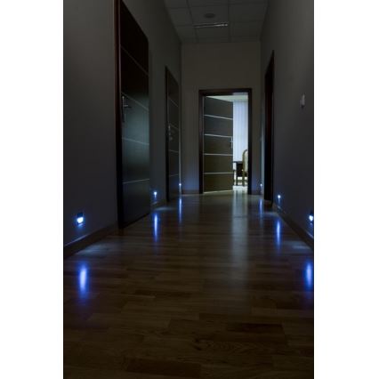 TANGO fali LED-es lámpa, kék, rozsdamentes acél, szerelési lyuk