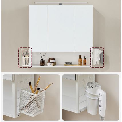 SKY LED tükörszekrény 70×70×16 cm, 230 V, fehér