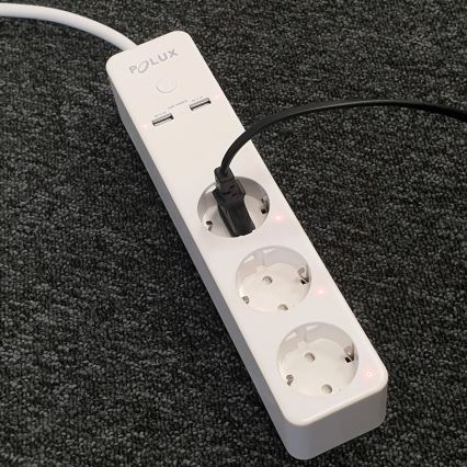 SMART hosszabbító kábel kapcsolóval 1,5 m + 2x USB/Wi-Fi Tuya SCHUKO