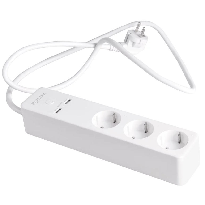 SMART hosszabbító kábel kapcsolóval 1,5 m + 2x USB/Wi-Fi Tuya SCHUKO