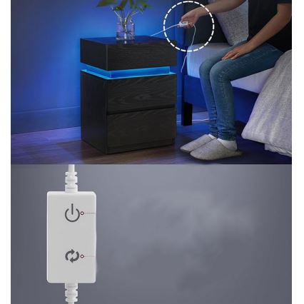 SMARTIE LED-világítású éjjeliszekrény, fekete