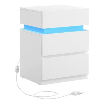 SMARTIE világítással ellátott éjjeliszekrény, fehér