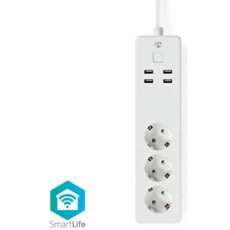SmartLife hosszabbító kábel kapcsolóval 3xCEE7/4xUSB/16A WiFi