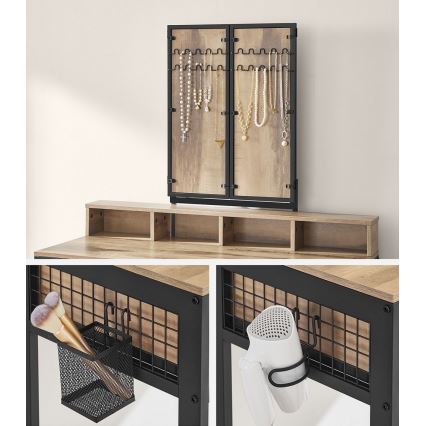 Sminkasztal puffal 28,6x42 cm FLORA barna/fekete