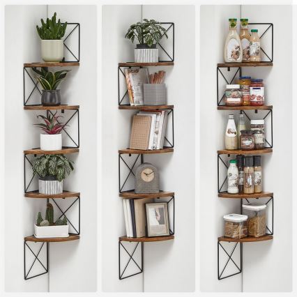 SNAKE sarokfali polc barna/fekete