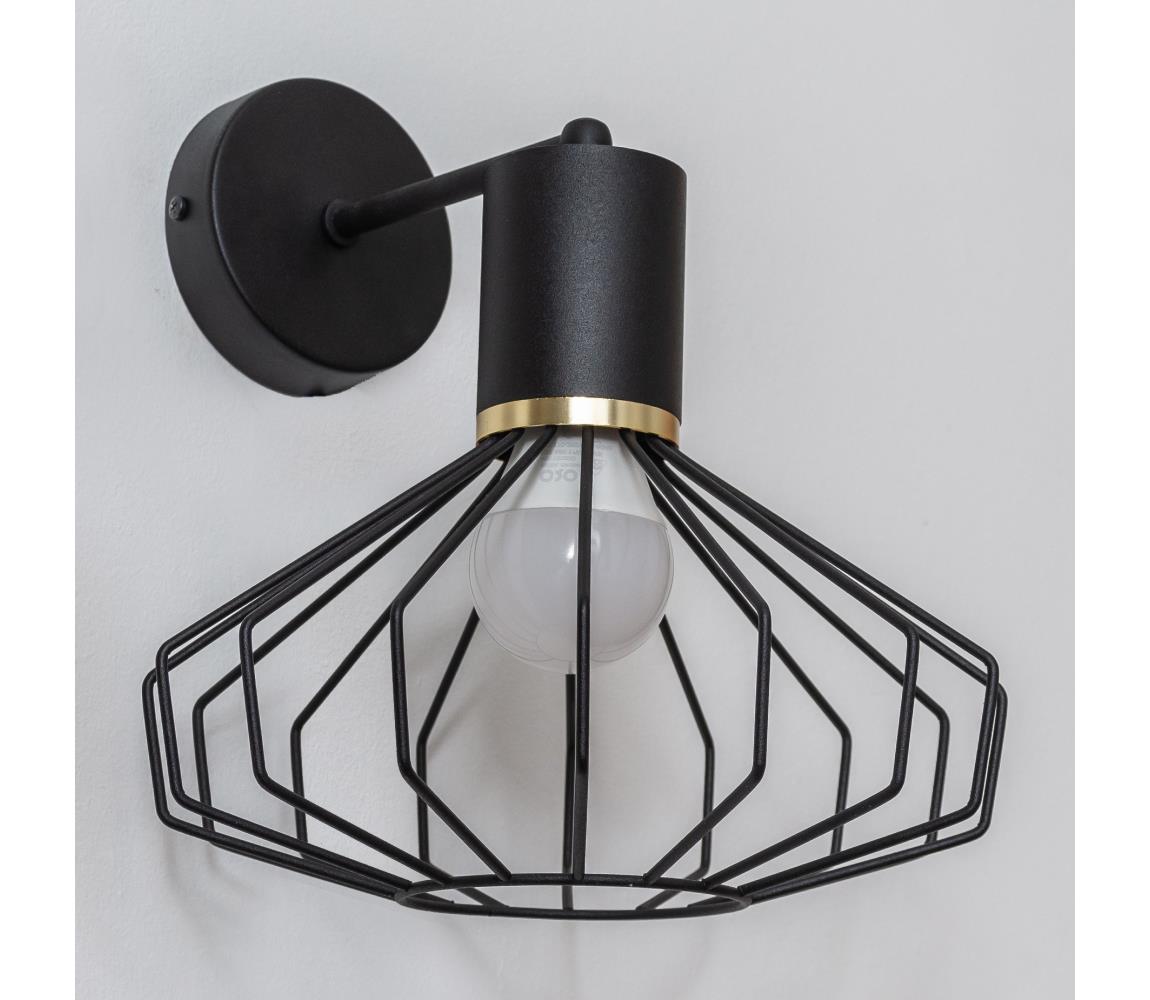 SOLANO fali lámpa 1xE27/15W/230V fekete/arany KK