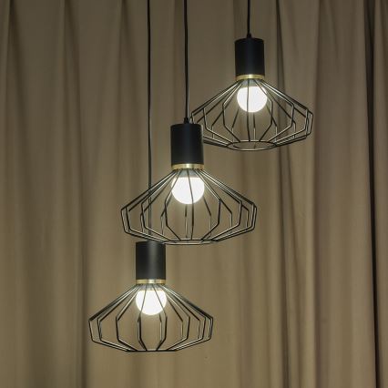 SOLANO kábeles csillár 3xE27/15W/230V fekete/arany