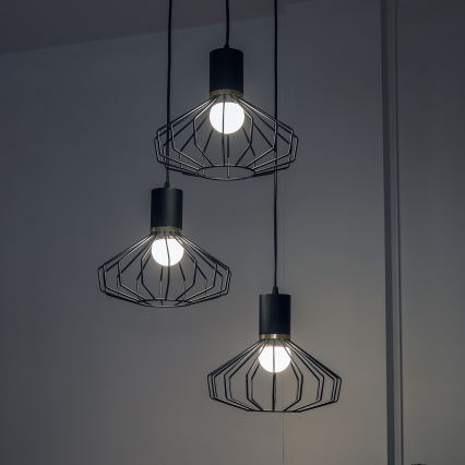 SOLANO kábeles csillár 3xE27/15W/230V fekete/arany