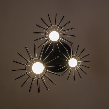 SOLANO kábeles csillár 3xE27/15W/230V fekete/arany