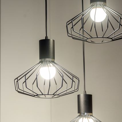 SOLANO kábeles csillár 3xE27/15W/230V fekete/fényes króm