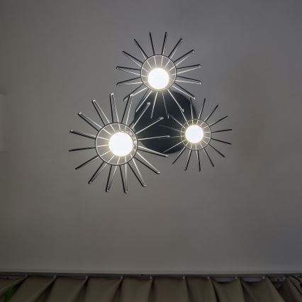 SOLANO kábeles csillár 3xE27/15W/230V fekete/fényes króm