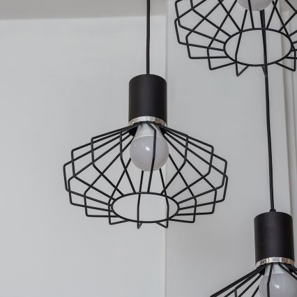 SOLANO kábeles csillár 3xE27/15W/230V fekete/fényes króm