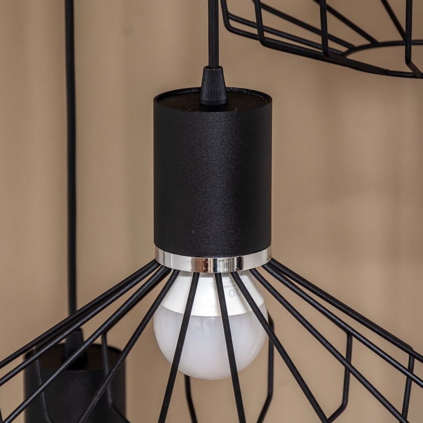 SOLANO kábeles csillár 3xE27/15W/230V fekete/fényes króm