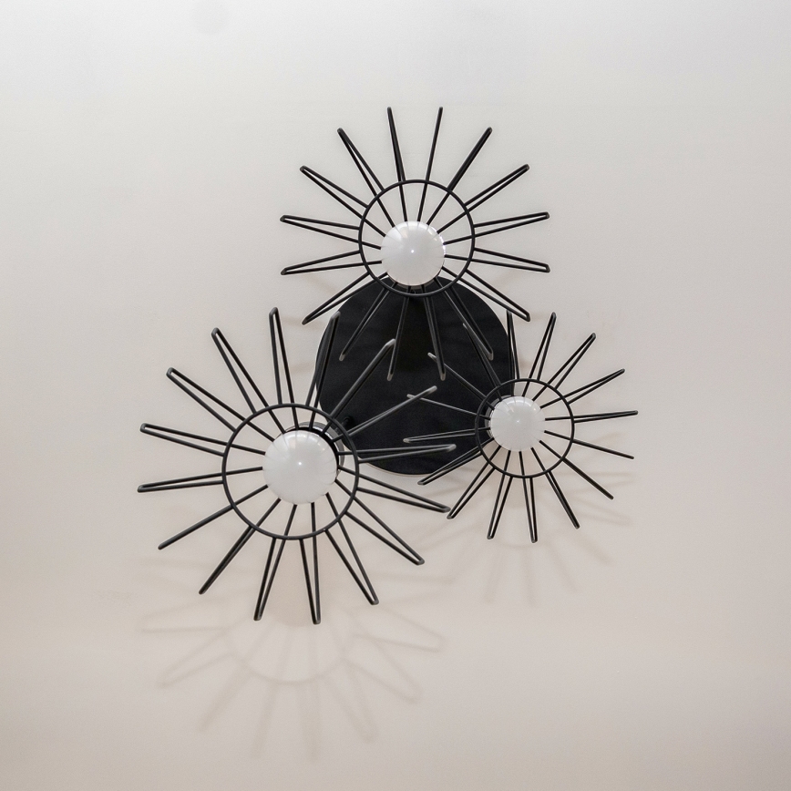 SOLANO kábeles csillár 3xE27/15W/230V fekete/fényes króm