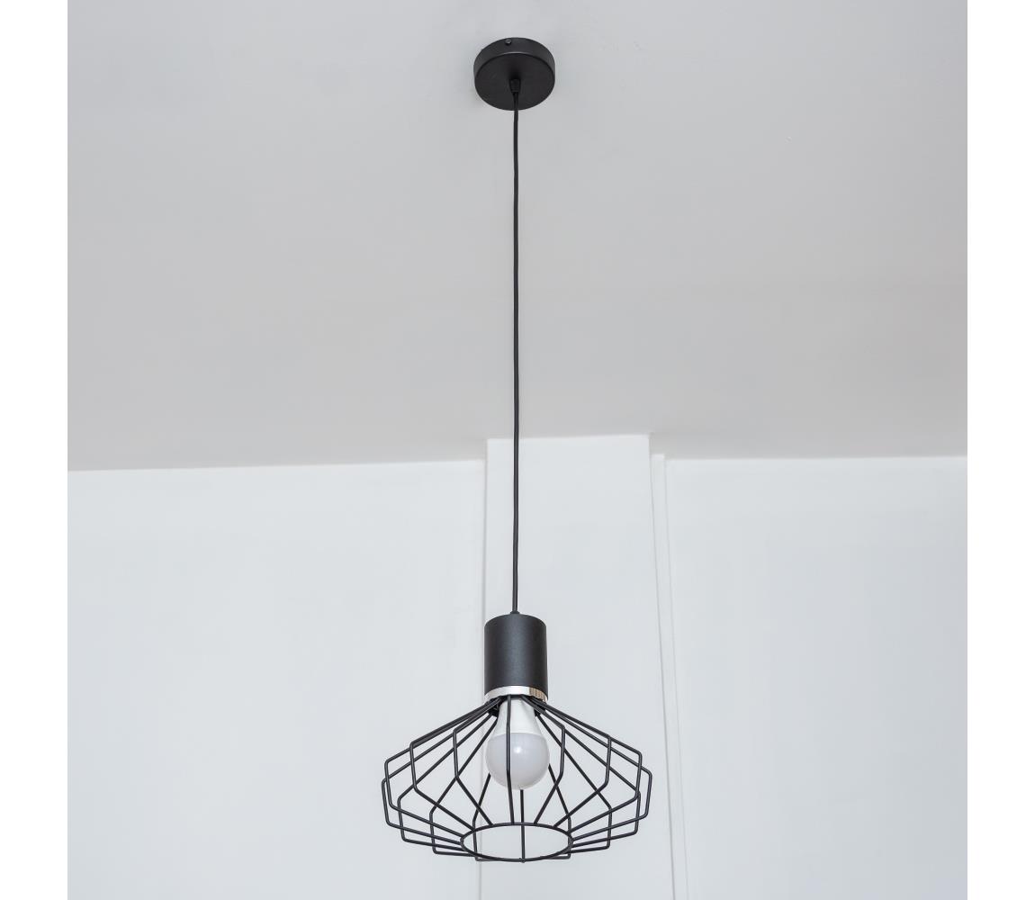 SOLANO kábeles függeszték 1xE27/15W/230V fekete/fényes króm W