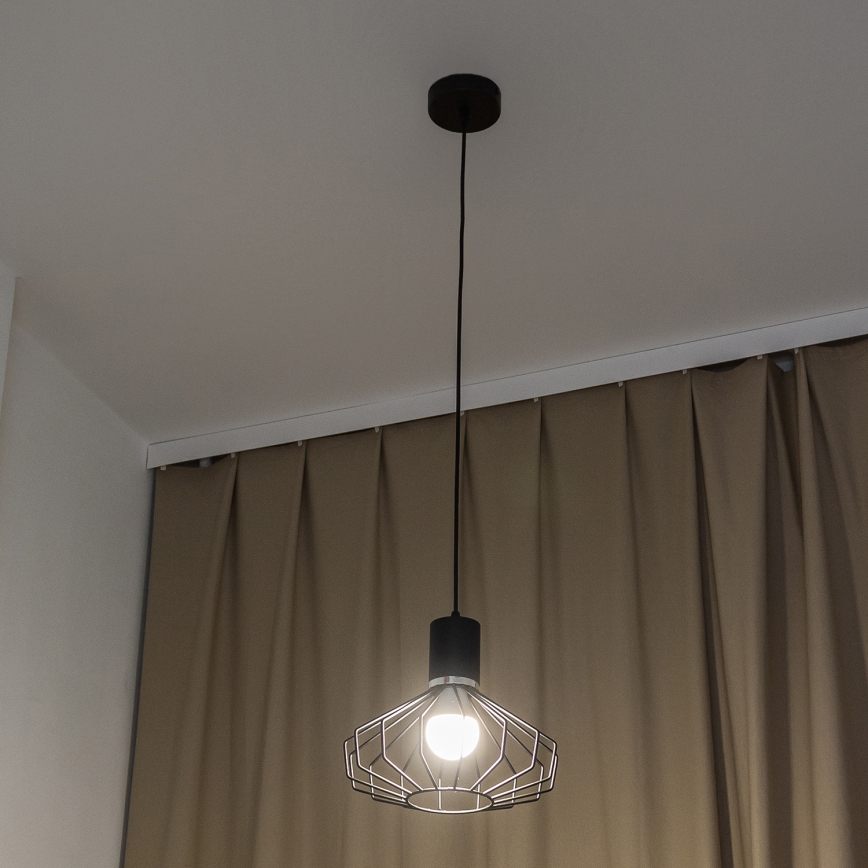 SOLANO kábeles függeszték 1xE27/15W/230V fekete/fényes króm