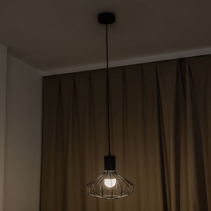 SOLANO kábeles függeszték 1xE27/15W/230V fekete/fényes króm