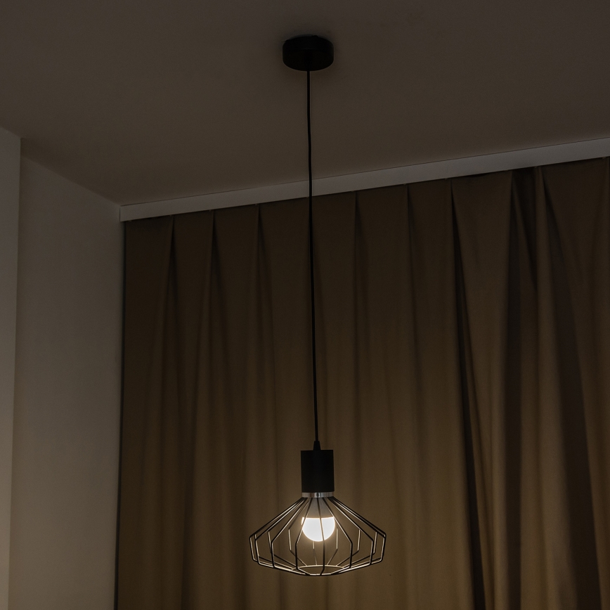 SOLANO kábeles függeszték 1xE27/15W/230V fekete/fényes króm