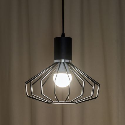 SOLANO kábeles függeszték 1xE27/15W/230V fekete/fényes króm