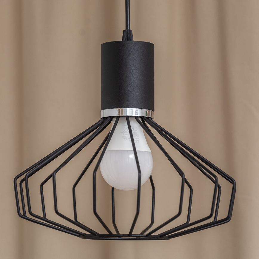 SOLANO kábeles függeszték 1xE27/15W/230V fekete/fényes króm