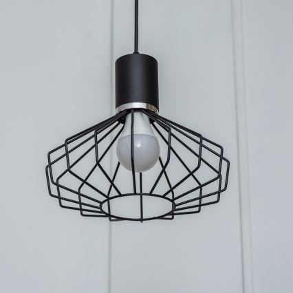 SOLANO kábeles függeszték 1xE27/15W/230V fekete/fényes króm