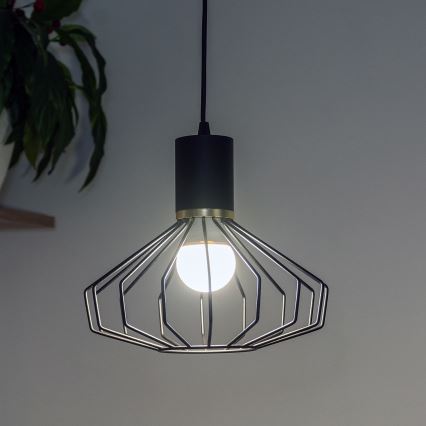 SOLANO kábelre szerelhető függőlámpa 1xE27/15W/230V fekete/arany