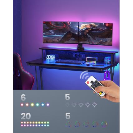 SOLEA-X fekete íróasztal háttérvilágítással