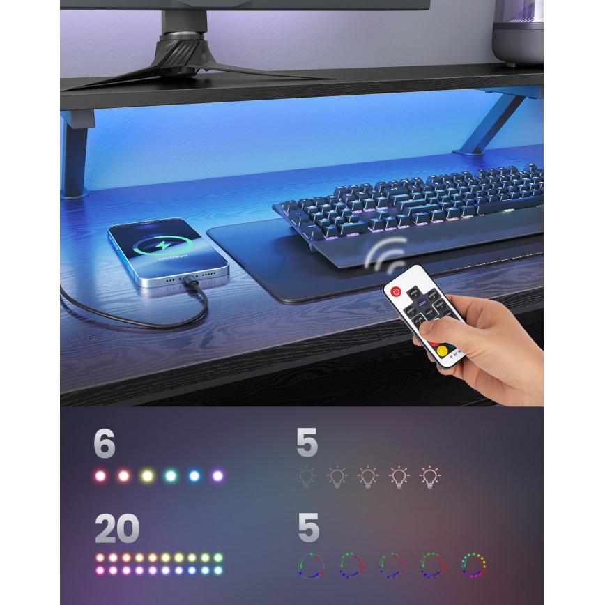 SOLEA-X háttérvilágításos íróasztal barna/fekete