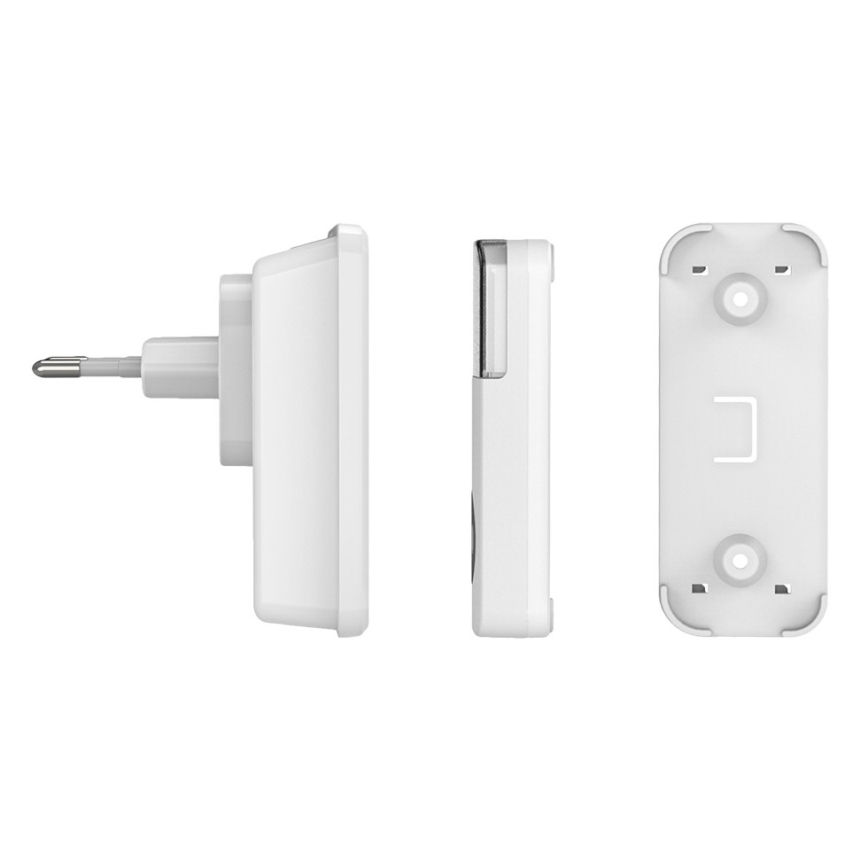 Vezeték nélküli csengő konnektorba 230V/1xCR2032 IP56 fehér