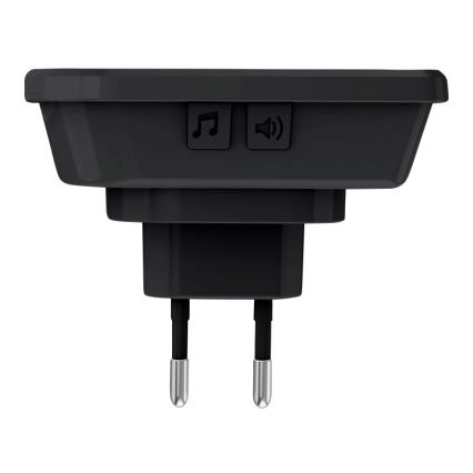 Vezeték nélküli csengő konnektorba 230V/1xCR2032 IP56 fekete