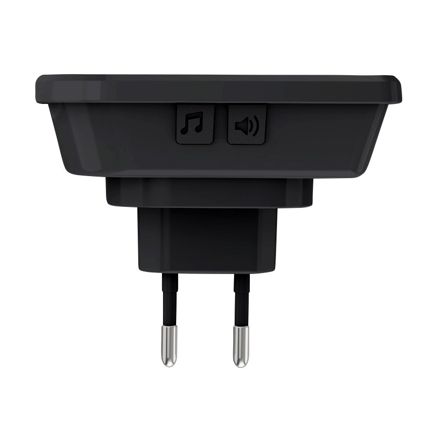 Vezeték nélküli csengő konnektorba 230V/1xCR2032 IP56 fekete