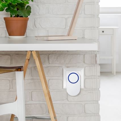 Vezeték nélküli csengő konnektorba 230V/1xCR2032 IP56 fehér