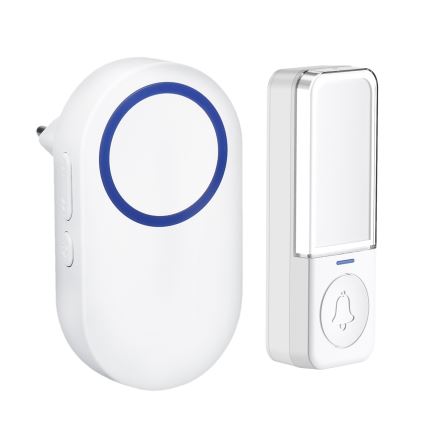 Vezeték nélküli csengő konnektorba 230V/1xCR2032 IP56 fehér