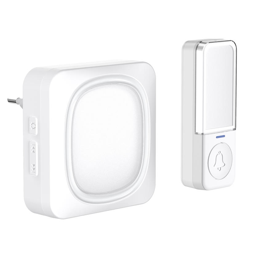 Vezeték nélküli csengő LED világítással 230V/1xCR2032 IP56 fehér
