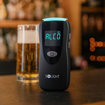 Professzionális érintésmentes Fuel Cell alkoholteszter, 0,0 - 5,0‰ BAC, érzékenység 0,08‰, 3xAA